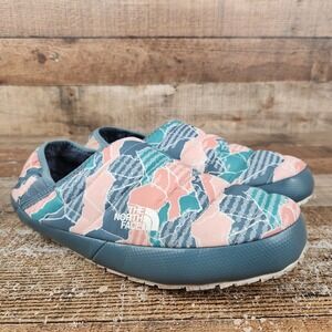 The North Face ThermoBall Women Sz 11 Green Traction Mules Faux Fur Winter Shoe